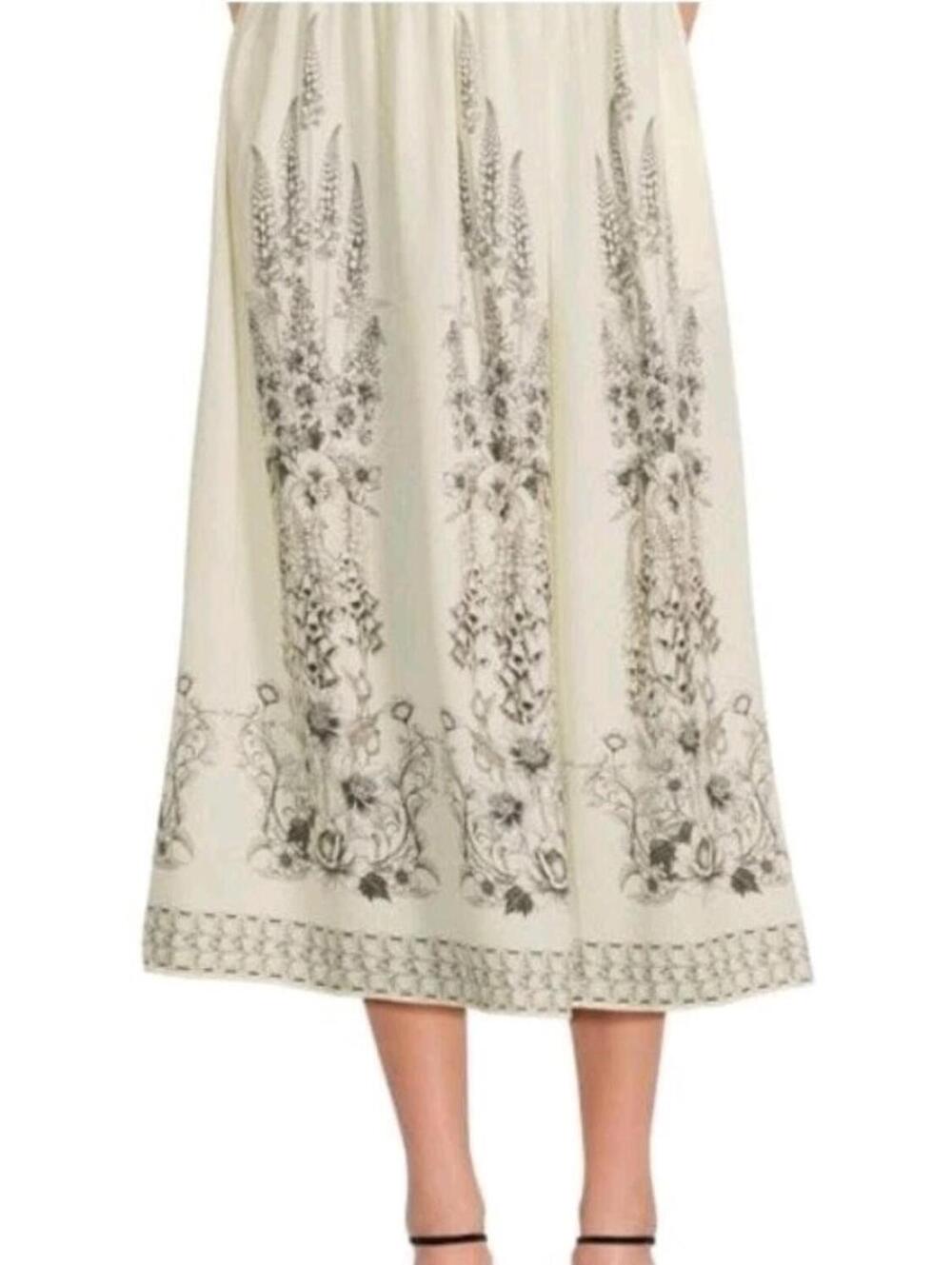 Max Studio Floral Mindi Skirt In CreamBlue Sz Large French Country, Cottagecore